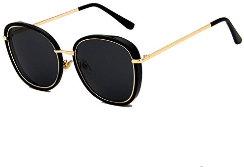 Z-P Grils Classique Retro Metal Mode Cadre Brillant Couleur Film Lentille Ronde R¨¦flective UV400 Lunettes De Soleil 60MM