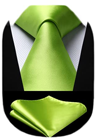HISDERN PanuEIo de corbata verde solido para hombre fiesta de boda corbata clasicaoconjunto de panuEIos de bolsillo