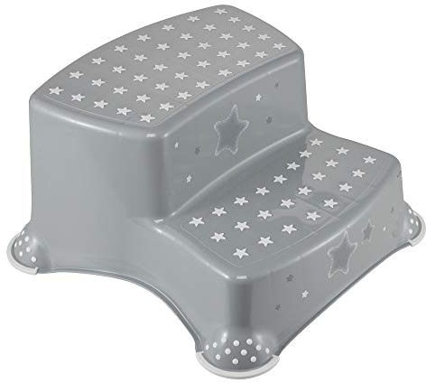 keeeper Stars Zweistufiger Tritthocker, Ab ca. 3 bis ca. 14 Jahre, Anti-Rutsch-Funktion, Igor, Grau