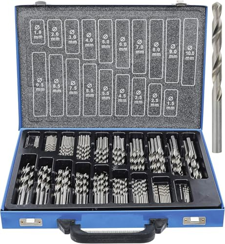 Juego de 170 Brocas HSS para Metales y Plásticos duros – Acero de Alta Velocidad, tamaños de 1 a 10 mm