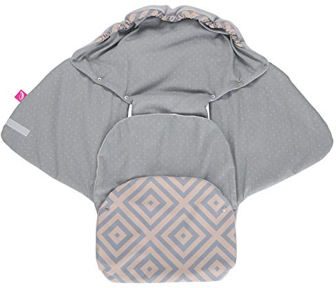 Motherhood Baby Softshell Einschlagdecke für Babyschale, Autositz, Römer und andere Marken, ideal für Kinderwagen, Fahrradanhänger, Buggy - Quadrate apricot