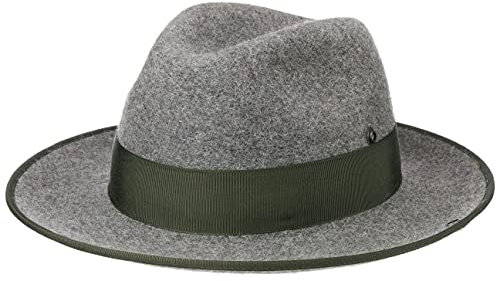 Lodenhut Manufaktur Schützenhut mit Druckknopf Wollhut Wollfilzhut Tiroler Hut Herren - Made in The EU Ripsband, Einfass Herbst Sommer Frühjahr Winter Frühling-Sommer Herbst-Winter - 61 cm grau
