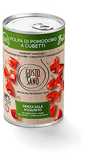 GUSTO SANO POLPA DI POMODORO BIOLOGICO. Polpa per salsa pomodoro 6 Pacchi X 400 Gr: 2,4 KG. Polpa pomodoro BIO per sugo pomodoro 100% italiana, 100% Made in Italy