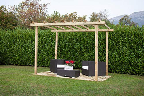 LOSA Pergola autoportante in Legno di Pino massello Dimensione Copertura cm 300x400