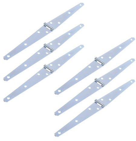 Geesatis 6 inch Strap Hinges Heavy Duty Gate Hinges Cabinet Latch Door Hinge with Mounting Screws,Iron,Silver Color,Pack of 6