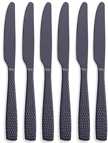 FULLYWARE Dinnermesser, Edelstahl 8,7 Zoll schwere Tischmesser Silberwaren, Metallmesser Besteck-Set, 6-teilig