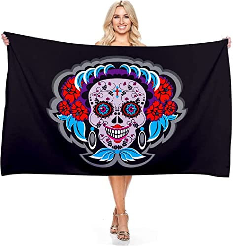 ESAAH Totenköpfe Strandtuch Microfaser StrandtuchBadetuch Strandhandtuch Skull HandtuchCampingdecke Yoga Sporthandtuch Für Fitness (A4,70x140cm)