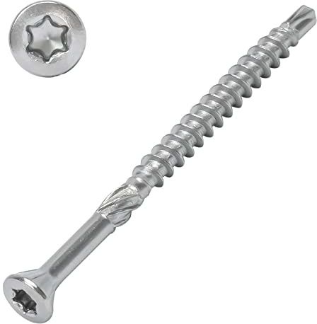 SCREW REBEL Dielenschrauben Edelstahl C1 3,2 x 40-500 Stück, TX10, kleiner Zierkopf, Teilgewinde, Bohrspitze, Reibteil, Fussbodenschraube mit 26 mm Teilgewinde
