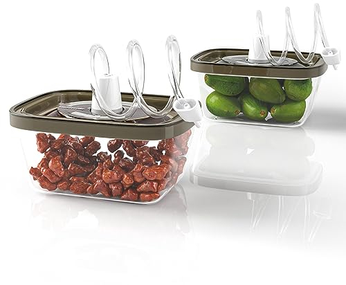 Vakumar 2PCS Vacuum Seal Food Storage Containers Vacuum Sealer containers Fresh Save & Keep the Flavor, Square, BPA-Free, Leak Proof, Lid with Lock - Dishwasher, Freezer & Microwave Safe