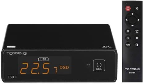 Topping E30 II lite DAC-Vorverstärker – AK4493S Hi-Res XMOS XU208 DAC 32 Bit/768 kHz DSD512 DSD Direktmodus für USB/Koax/optische Eingänge RCA HiFi Stereo Digital Audio Decoder