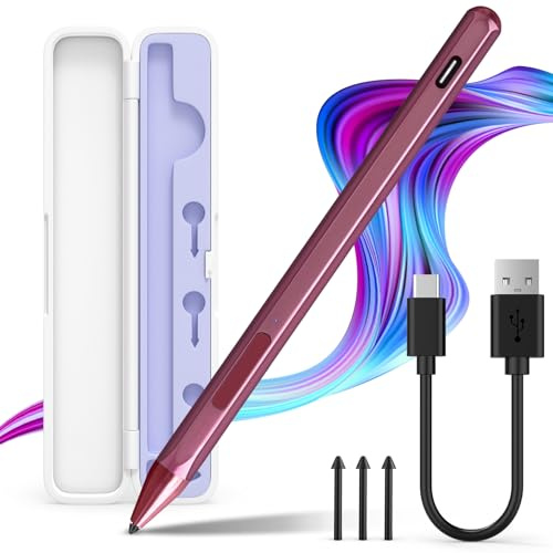 Stylet pour Microsoft Surface Pro9/8/7/6/5/4/3/X Surface Laptop/Book/Surface Go3 Go2, avec boîte de rangement, pression d'inclinaison 4096, fixation magnétique, charge rapide USB-C, fonction de rejet