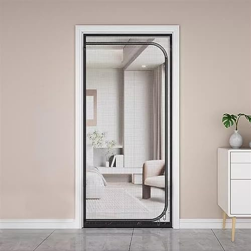 Liveinu Reißverschluss Fliegengitter Tür, D Schwarz, 90x220cm | Magnet Insektenschutz Balkontür Fliegenvorhang, ohne Bohren, Vorhang für Balkontür Wohnzimmer Schiebetür Terrassentür