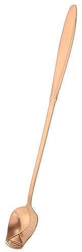 QUARKZMAN 7 pouce Inox Acier Café Cuillères Rose Fleur Forme Cuillères Glace Thé Cuillère Dessert Cuillère pour Sucre Gâteau Remuer Mélanger, Rose Or