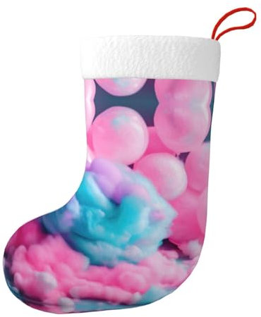 KoNsev 45,7 cm Weihnachtsstrümpfe Personalisierte Weihnachten für Familie Urlaub Xmas Party Dekor, rosa Zuckerwatte