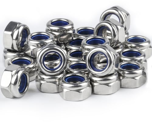 Set di 45 Dadi Esagonali in Acciaio Inox M8, Autobloccanti, di Sicurezza, di Fermata per Viti e Bulloni