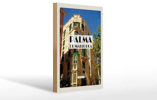 Ontrada Cartel de madera de Palma de Mallorca Spain (20 x 30 cm)