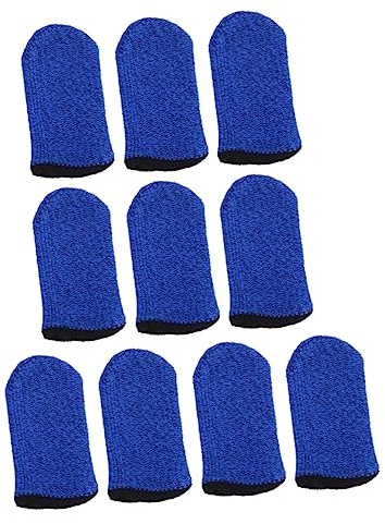 Veemoon Blaue Nylon Fingerschutzhüllen für Touchscreen Spiele | Elastisch und Schweißabweisend, 10 Stück Packung für Mobiltelefone, Dünn aus Gewebe