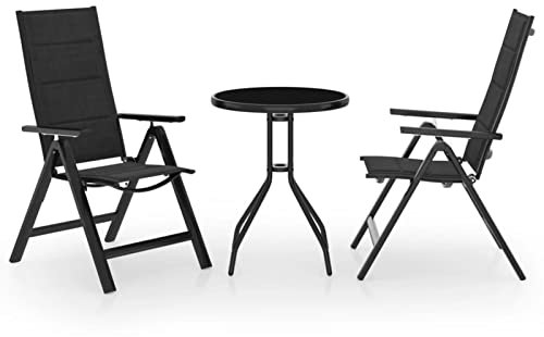 ZEYUAN 3-TLG. Bistro-Set, Bistrotisch Mit 2 Stühlen, Gartenset Tisch Und Stühle, Balkontisch Klein, Bistroset, Schwarz und Anthrazit