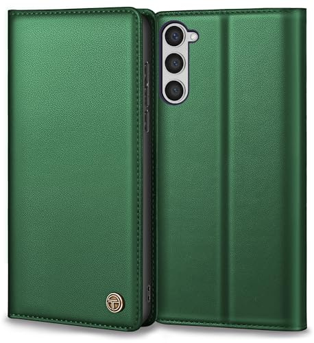 Handyhülle für Samsung Galaxy S23 Hülle Mit Schutzfolie Premium Leder Schutzhülle für Samsung S23 Hülle [Kartenfach] [Magnet] [Stand] Klapphülle Handyhülle Samsung Galaxy S23, Grün