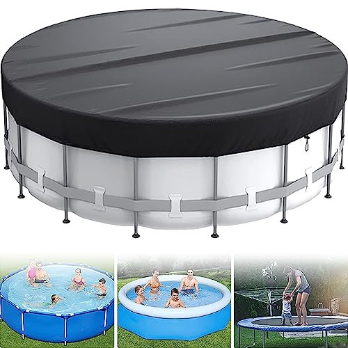 Poolabdeckung Rund 183-548cm wasserdicht und staubdicht Schwimmbad Abdeckung Strapazierfähige Solar Pool Abdeckplane aus Oxford-Stoff mit Kordelzug, 10FT 305cm
