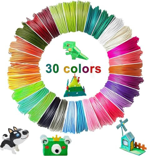YeaHapiday 3D Stift Filament PLA, 30 Farben 3D Druck Filament 1,75mm, je 5 M | 3d Stift Nachfüllpacks Farben Set,3D Stiftminen für MYNT3D, SCRIB3D, Dikale, KreativKids (3D Stift nicht Enthalten)