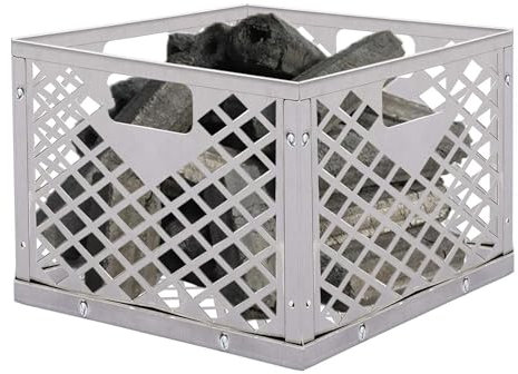 Cestino per carbonella – Cestino per barbecue in acciaio inox, contenitore quadrato per carbone, cestino per griglia a carbone, antiruggine per stufa a casa e tende, riscaldamento,