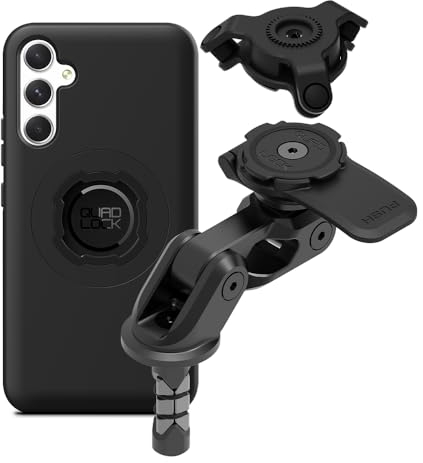 Quad Lock Motorcycle Fork Stem Phone Mount PRO Kit with Vibration Dampener and Galaxy A34 MAG Case