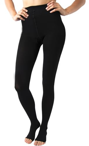 Beman 419A - Collant Medicali K2 Classe 2, Compressione Graduata 23-32 mmHg, Punta Aperta Unisex, Tallone Rinforzato e Cuciture Piatte, Elastici Resistenti (Nero, XL)
