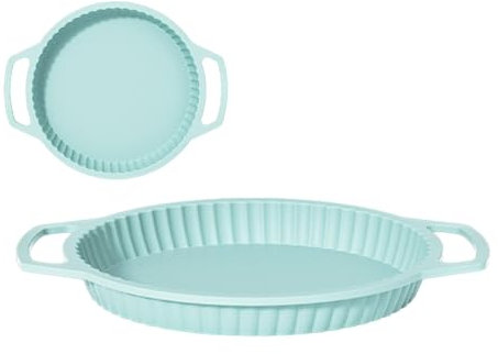 Molde de silicona para tartas, molde antiadherente para tartas con marco reforzado de metal, molde estriado para hornear con asas, plato de fácil liberación, ideal para quiches, tartas y pasteles para