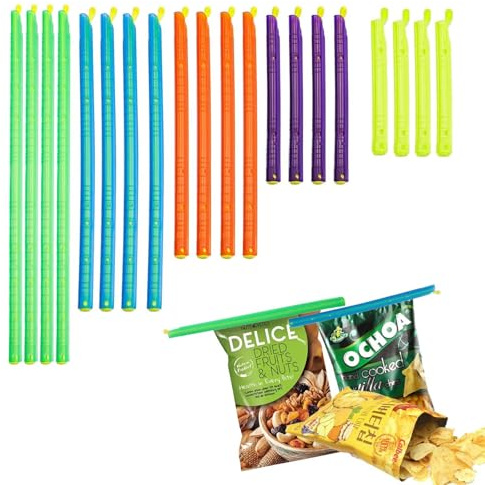 20 Stück Verschlussclips mit Ausschütter, Tütenhüter, Verschlussclips für Beutel, Ausschütthilfe Tüten, Tütenverschluss, Tasche Sealer Clips, für die Versiegelung von Lebensmitteln