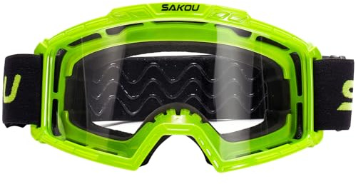 SAKOU Kinder Motorrad Motocross Cross Brille–Beschlagfrei, Stoßfest und mit 100% UV400-Schutz für Jungen und Mädchen im Alter von 3 bis 12 Jahre, ideal für Offroad, ATV und Dirtbike Einsätze