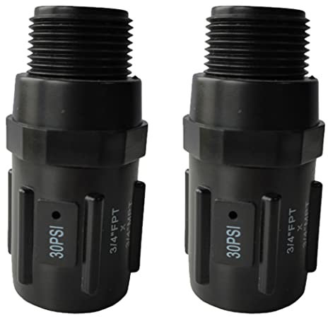 Lot de 2 régulateurs de pression en plastique de 1,9 cm 30 psi - Réducteur de pression de rechange pour système d'irrigation, jardinage - Réducteur de pression - Accessoires de système d'arrosage