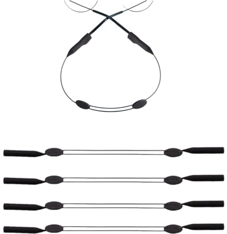 Hawfund - Cordones ajustables retro sin cola – Juego de 4 correas antideslizantes para gafas de sol y vista, cómodas y prácticas para hombres y mujeres, color negro, Nior.