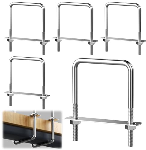 5 Stück U Bügel mit Gewinde M8 70 x 110mm, Bügelschraube M8 Vierkant-U Bügel Dachbox Befestigung Edelstahl U Bolzen Schrauben Mit 10 Muttern und 5 Gegenplatte für Rohr Befestigung Auto