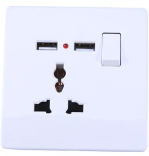 FUTUREORYY Prise Murale avec Double Port USB 2a 3 Broches avec Interrupteur Marche/arrêt pour Chargeur Téléphone Portable Tablette Appareil Numérique Blanc Compacte Outil Améliorant Habitat