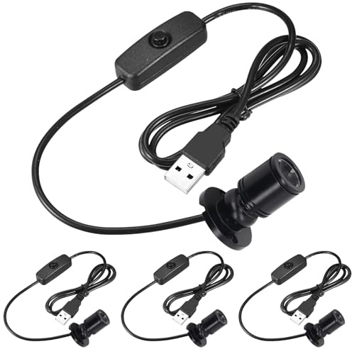 4 Pezzi Mini Spotlight, Mini Faretto, Mini Faretti Dimmerabile Usb 5v In Alluminio Con Cavo Da 1,5 M, Mini Faretti A Led Per Gioielli Modello Espositore Scaffali (Luce Bianca Calda 3000k)