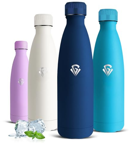 Botella Agua Acero Inoxidable, 750ml Botella Termica, sin BPA, Garrafa Termica, A Prueba de Fugas, Cantimplora Acero Inoxidable, Aislamiento al Vacío, para Escuela, Oficina, Cafetería