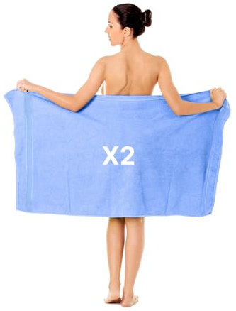 altego Duschtuch 70x140 cm Blau - Duschhandtuch & Badetuch 100% Baumwolle - 2er Set - Premium Qualität