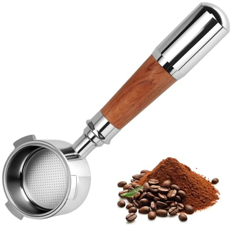 Cozary Portafiltro Sin Fondo de 51 mm,con 3 Orejas y Mango de Madera, Reutilizables, para DeLonghi EC680/EC685/EC885/EC890,para su uso en Hogares,Cafeterías y Restaurantes de Estilo Occidental