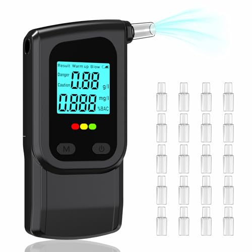 TORVEX Breathalyser Alcohol Tester - Professional Breathalyzer with with LCD Display, High-Precision Portable Breathalyzer Includes 20 Disposable Mouthpieces for Personal & Party Use