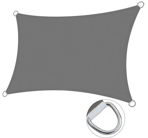Waterproof Sun Shade Sail Canopy 95% UV Block Rectangle 2.5x3.0M for Garden Patio Backyard & Outdoor Activities - Includes Ropes (Gray 5.0x4.0m)