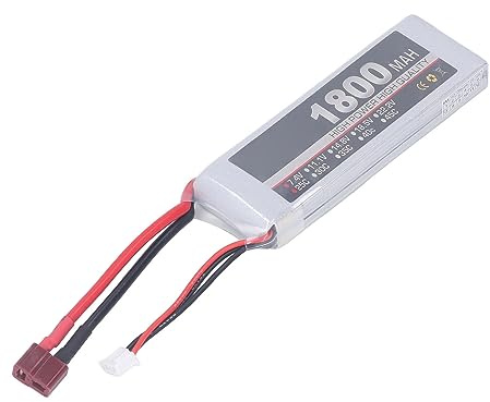 Yctze Batterie LiPo RC 7,4 V 2S 1800 MAh 25 C, Batterie au Lithium Rechargeable Haute Performance, Longue Durée avec Un Design Durable, Idéale pour Voiture RC, Avion, Avion et (Prise en T)