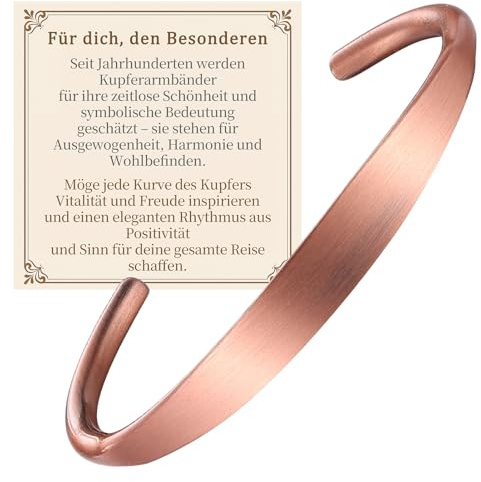 BioMag ren koppararmband – koppararmband för män och kvinnor – 100 % fast, rå- och obestruket handgjord tibetansk manschett armband