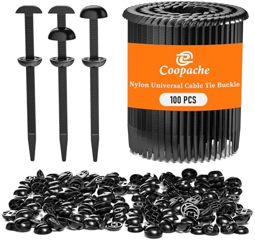 Coopache Lot de 100 boucles universelles en nylon pour serre-câble de voiture très résistantes, clips de fermeture éclair autobloquants polyvalents pour garde-boue, fixation de pare-chocs et