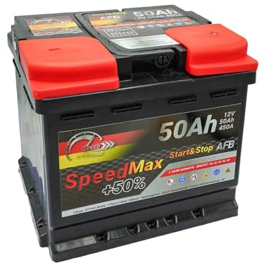 SpeedMax Batteria Auto 50Ah AFB 12V 540A Start&Stop – Alta Prestazione | Lunga Durata, per Auto Benzina e Diesel