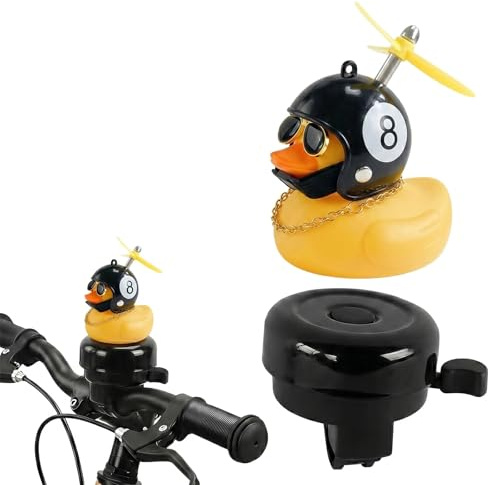 Fahrradklingel Ente 8-Form mit Propellerhelm, Lustige Fahrradhupe Laut & Wasserdicht Rostfrei, Einfache Montage für Fahrrad, Roller & Laufrad, Witzige Fahrrad Deko