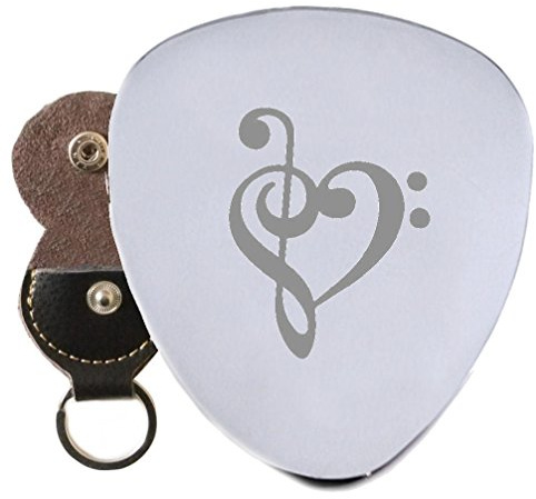 Musik Herz Valentine Stahl Gitarre Plektrum Graviert In Schlüsselanhänger Halter
