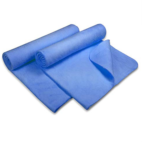 Flow Swim Towel 2-Pack - Chamois (Shammy) Quick Drying Cloth for Swimming, Diving, and Camping (Blue (13 x 17))