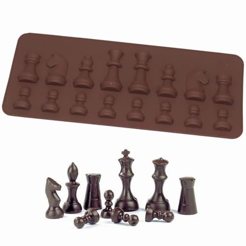 Moules à Bonbons，Silicone Chocolate Mold International Échecs Formes Gâteau Au Chocolat Gelée De Glace Fondant Moule Moule De Cuisson pour DIY Bonbons Gâteau Topper Décoration