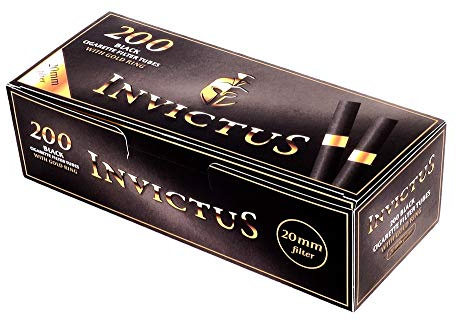 Invictus Black Zigarettenhülsen mit Goldring, 20 mm Filter, 200er Box 1 Box (200 Hülsen)